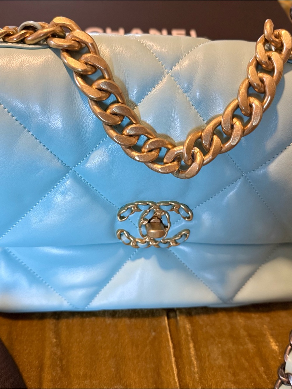CC 19 Tiffany robins egg blue lambskin quilted purse & wallet